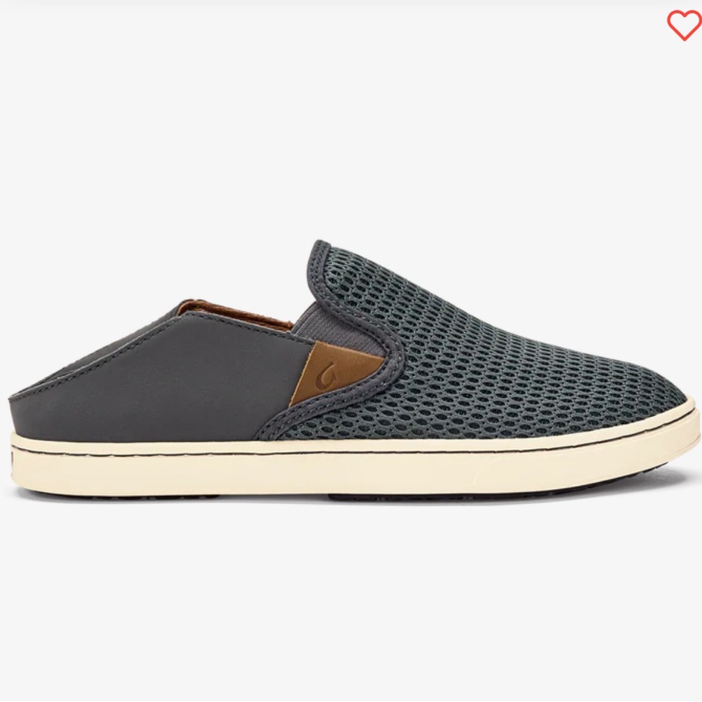 Olukai Pehuea 8.5 Slip On Mesh Summer Boat Casual Sneaker Grey Slip On Heel